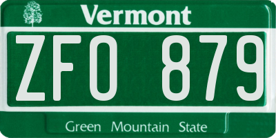 VT license plate ZFO879