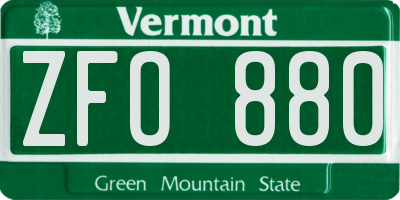 VT license plate ZFO880