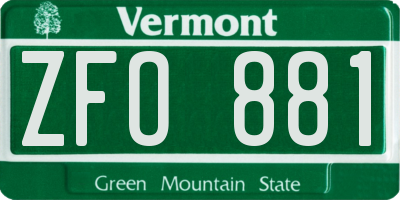 VT license plate ZFO881