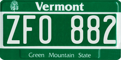 VT license plate ZFO882