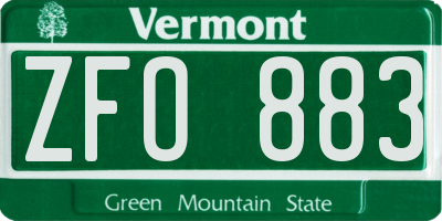 VT license plate ZFO883