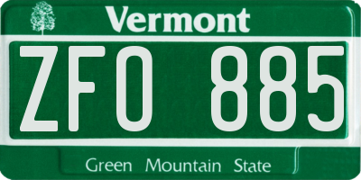 VT license plate ZFO885