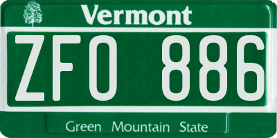 VT license plate ZFO886