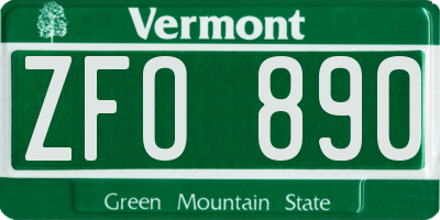 VT license plate ZFO890