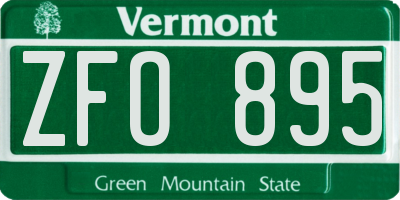 VT license plate ZFO895
