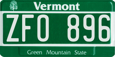 VT license plate ZFO896