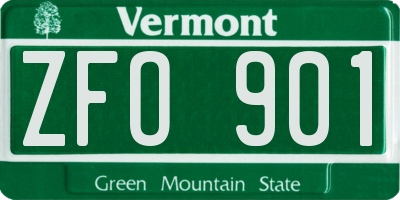VT license plate ZFO901