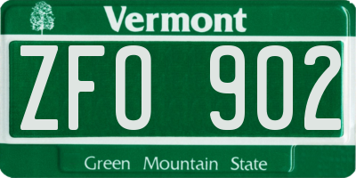 VT license plate ZFO902