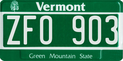 VT license plate ZFO903