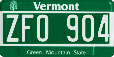 VT license plate ZFO904