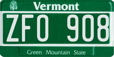 VT license plate ZFO908