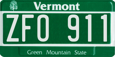 VT license plate ZFO911