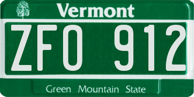 VT license plate ZFO912