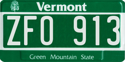 VT license plate ZFO913