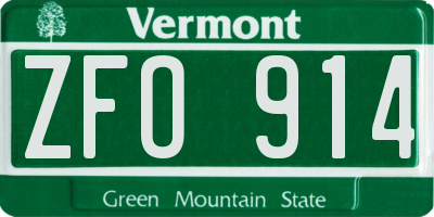VT license plate ZFO914