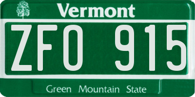 VT license plate ZFO915