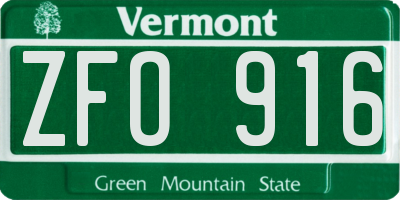 VT license plate ZFO916