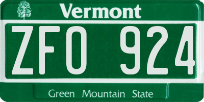 VT license plate ZFO924
