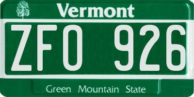 VT license plate ZFO926