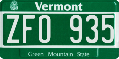 VT license plate ZFO935