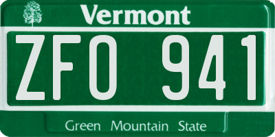 VT license plate ZFO941