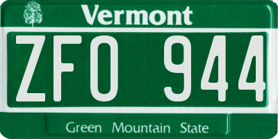 VT license plate ZFO944