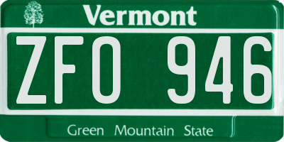 VT license plate ZFO946