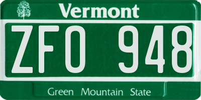 VT license plate ZFO948