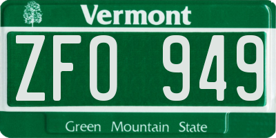 VT license plate ZFO949