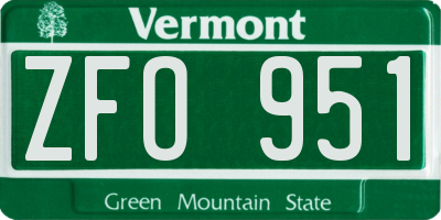 VT license plate ZFO951