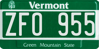 VT license plate ZFO955