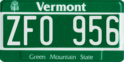 VT license plate ZFO956