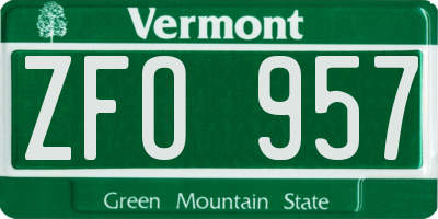 VT license plate ZFO957