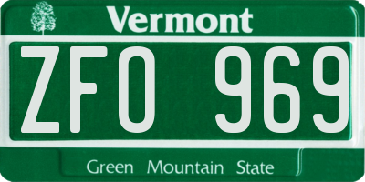 VT license plate ZFO969