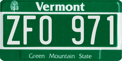VT license plate ZFO971