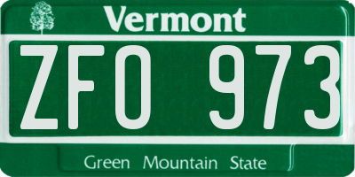 VT license plate ZFO973