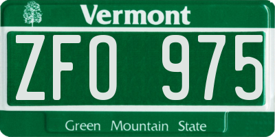 VT license plate ZFO975