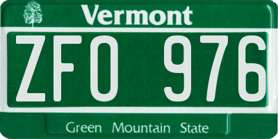 VT license plate ZFO976