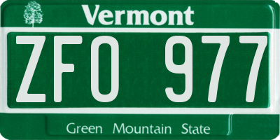 VT license plate ZFO977