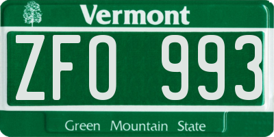 VT license plate ZFO993