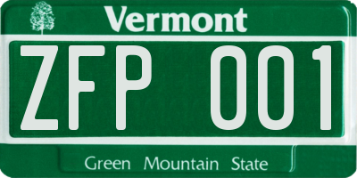 VT license plate ZFP001