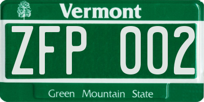 VT license plate ZFP002
