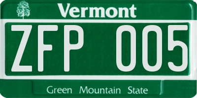 VT license plate ZFP005