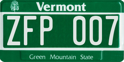 VT license plate ZFP007