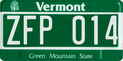 VT license plate ZFP014