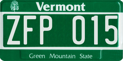 VT license plate ZFP015