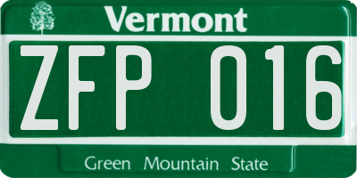 VT license plate ZFP016