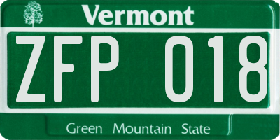 VT license plate ZFP018