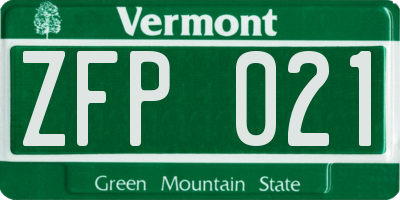 VT license plate ZFP021