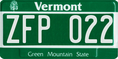 VT license plate ZFP022